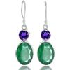 Kanika Jewelry Trove Emerald, Amethyst 925 Sterling Silver Dangle Earrings for Women, for, Christmas Gift, Valentine's Day Gift, New Year Graduation Gift, Handmade 2 Stone Earrings
