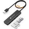 NOVOO Hub USB C, 4 Porte USB 2.0 con Lettore SD, Adattatore USB Compatibile con PS5, Mac Pro, MacBook Air, Dell XPS, PC Portatili, Unità Flash, HDD Esterni e Altri Dispositivi
