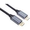 PremiumCord Cavo 8K Displayport 1.4 M/M 0,5 m, Spina a Spina, 32,4 Gbps, Video 8K@30Hz, 5K@60Hz, 4K@120Hz 2160p, HDCP 2.2, Connettori Placcati Oro, Treccia In Tessuto