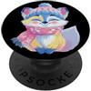 Whimsical Pastel Playful Woodland Fox Gr Volpe sorridente inverno carino animale ritratto grafico pelliccia blu PopSockets PopGrip Adesivo