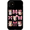 Coquette Bow Aesthetic Cat Graphic Women Custodia per iPhone 11 Simpatico fiocco per gattino, per amanti dei gatti