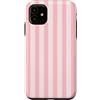 Y2K Pink Vertical Stripe Aesthetic Custodia per iPhone 11 Elegante motivo geometrico a righe rosa stile preppy estivo
