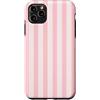 Y2K Pink Vertical Stripe Aesthetic Custodia per iPhone 11 Pro Max Elegante motivo geometrico a righe rosa stile preppy estivo