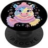 Whimsical Pastel Barnyard Face Character Sciarpa rosa con stampa grafica di animali con ritratto invernale PopSockets PopGrip Adesivo