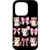 Coquette Bow Aesthetic Cat Graphic Women Custodia per iPhone 15 Pro Simpatico fiocco per gattino, per amanti dei gatti