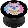 Kawaii Whimsical Pastel Alpaca Face Grap Simpatico Llama ritratto amante degli animali grafico rosa occhiali fiocco PopSockets PopGrip Adesivo