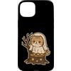 ghost cat stump stars cute Halloween pum Custodia per iPhone 15 Plus Gatto fantasma su moncone con stelle