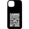 Dog Lover Gaming Introvert AFK Walker Sq Custodia per iPhone 15 Plus Gioco introverso amante dei cani AFK Walking My Dog Gamer