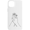 one line art one line drawing line penci Custodia per iPhone 14 Plus Mani di disegno a una linea: tocco nel contorno