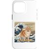 Pomeranian Puppy Lover PS Custodia per iPhone 16 Pro Max Pomerania Giapponese Kanagawa Wave Surfing Dog Amante