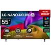 LG NANO Smart TV 4K UHD AI 55 pollici Serie NU8E 55NU8E0B3LA, Smart TV 4K, Processore con Nano Detail Enhancer, AI Chatbot, AI Concierge, HDR10 Pro, FILMMAKER Mode, Design Linear Flow, 3 HDMI, TV 2026