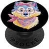 Kawaii Whimsical Pastel Puppy Face Graph Blue Dog Portrait Animal Lover Graphic Occhiali Rosa Floreale PopSockets PopGrip Adesivo