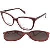 Polaroid PLD D605/C C9A | Occhiali da Vista con Clip da Sole | Plastica | Cat Eye | Bordeaux | Adrialenti