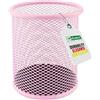 LEVIATAN Portapenne in Metallo a Rete Rotondo Ø91 mm - Porta Penne da Scrivania con Piedini in Gomma e Rivestimento Interno Protettivo - Rosa Cipria