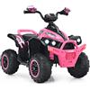 GYMAX Quad Elettrico per Bambini da 12 V, Veicolo per Bambini con Fari a LED, Musica e Clacson, 4 Ruote Antiscivolo e Avviamento Lento, per Bambini 3-8 anni, Capacità di Carico fino a 35 kg (Rosa)