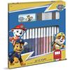 Multiprint Set 2 Timbri per Bambini e 18 Pennarelli Colorati Paw Patrol Boys, Made in Italy, Set Timbrini Bimbi, in Legno e Gomma Naturale, Inchiostro Lavabile Atossico, Idea Regalo, Art.86903