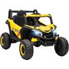 AIYAPLAY Auto elettrica bambini UTV 12 V, buggy elettrico bambini con telecomando 2.4G, avviamento lento, sistema di sospensione, luci, musica, porta USB, per ragazzi e ragazze 3-5 anni, giallo