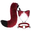 Bakermiche Costume da volpe in pelliccia sintetica, fascia per coda di campana, orecchie di gatto e coda di animale, cosplay, accessori di travestimento per Halloween e Natale