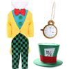 I LOVE FANCY DRESS LTD Costume da Cappellaio Matto di Alice nel Paese delle Meraviglie per bambini, Giornata Mondiale del Libro - Giacca e camicia frontale + pantaloni + cappello + orologio Alice Cappellaio Matto Outfit per