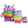 Worry Yummy Mostro di peluche per bambini, con clip, grande e jumbo, morbido peluche per bambini - ragazzi e ragazze ansia, stress e paura che riducono il sonno, compagno viola con cerniera