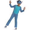 CARTOON Costume Stitch Bambino Disney Tuta Intera con Maschera in Poliestere Travestimento Personaggio Animato per Carnevale Feste a Tema Recite e Cosplay