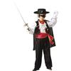 CARTOON Costume di Carnevale Zorro Bambino Travestimento Eroe Mascherato con Camicia con Jabot Gilet Pantaloni Cintura Mantello e Maschera Costume Avventura per Feste Recite e Cosplay