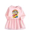 Generic Vestito da Bambina Vestito da Principessa in Cotone a Maniche Lunghe con Stampa di Cartoni Animati per Bambini (Autunno e Inverno),Rosa,110cm