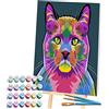 Splat Planet Gatto Pittura con numeri incorniciati, colori fluorescenti al neon, colorare per numeri, pittura per arte da parete, kit di pittura per numeri, per adulti, bambini. 30 x 40 cm