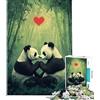 BGfhgDSR Puzzle per ragazzi da 1000 pezzi tema Panda innamorati nella foresta di bambù gioco interattivo regalo di compleanno o per tutta la famiglia (dimensioni 50x75cm)