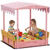 AIYAPLAY Sabbiera per Bambini 3-6 Anni con Tettuccio Fenicotteri, Sedute Pieghevoli, Coperchio e Fodera Inclusa, Sabbionaia per Bambini in Legno di Abete, 134.5x127.5x130 cm, Rosa