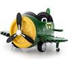 GYMAX Auto per Bambini a Forma di Aereo, Macchina Giocattolo, Ala Pieghevole, Elica Rotante, Aereo Elettrico, Funzione USB e Telecomando, Musica ed Effetti Sonori, Età 3+ Anni (Giallo e Verde)
