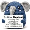 CAREOR Elefante positivo, divertente elefante fatto a mano all'uncinetto con biglietto positivo, supporto emotivo, incoraggiamento, regalo decorativo per amici, compleanno e famiglia