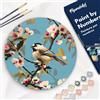 Figured'Art Dipingere con i Numeri su Disco di Legno da 30 cm - Paint by Numbers, Passerotto sul ramo, Passatempo per Adulti, Kit Completo, Hobby Creativi - Quadri fai da te
