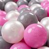 KiddyMoon 100 Palline/7Cm Palline Morbide Colorate Per Piscina Bambini Fatto In EU, Perla/Grigio/Rosa