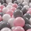 KiddyMoon Palline Morbide Colorate Per Piscina Bambini Fatto In UE, 500 ∅ 6CM, Bianco/Grigio/Rosa Chiaro