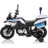 Indalchess Moto elettrica bambini 12v BMW-F850 GS Polizia MC, 2X12V, Bianca-Blu, da 2 a 7 anni