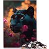 BUBELS Puzzle per adulti Fiorito Pantera Nera Premium 100% riciclata bordo divertente regalo 26,1 x 38 cm