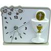 DLM Bomboniere DLM-A1070 Bomboniera utile Orologio in legno cm 11x12x4 linea cuori con icona Calice crocifisso Tao completo di scatola per prima Comunione bambino o bambina made in italy