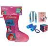 CARTOON Calza della befana con Accessori Stitch e Angel Disney calzettone con 4 Giochi per Bambini, Stitch Rosa