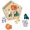 Janod - Scatola con Forme di Animali in Legno - Gioco di Incastro - Gioco Prima Infanzia - Apprendimento dei Colore e Motricità Fine - Collaborazione WWF - Certificato FSC - da 18 Mesi in su, J08612