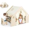 HOMASIS 6 in 1 Tenda per Bambini da Interno, Tenda Gioco con Tavolo e Sedia per Bambini, Casa da Gioco con Tappetino, Lavagna, Scatola Portagiochi (6 Scatole)