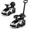 COSTWAY 3 in 1 Lamborghini Auto a Spinta per Bambini, Macchina Cavalcabile con Impugnatura e Scatola di Stoccaggio, Ideale per Bambini 12-36 Mesi (Bianco)