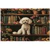 Generic Puzzle con cane barboncino primaverile per adulti, 10000 pezzi, puzzle stampati in legno con fiori, libreria, cuccioli, divertenti decorazioni per animali domestici per l'intrattenimento domestico