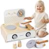 Mamabrum Cucina pieghevole in legno per bambini - Mini cucina compatta con accessori per giocare a cucinare