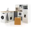COSTWAY Cucina Giocattolo per Bambini, Cucina Legno per Bambini con Lavatrice, Macchina da Caffè, Forno, Microonde, Lavello e Rubinetto, Funzione Luci e Suoni, per Bambini 3+ Anni