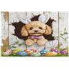 Generic Puzzle per adulti con barboncino pasquale primaverile, 1000 pezzi, divertenti puzzle in legno con uova rustiche, decorazione per la casa
