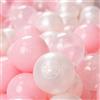 KiddyMoon 300 ∅ 6CM Palline Morbide Colorate Per Piscina Bambini Fatto In EU, A Rosa Chiaro/Perla/Trasparente