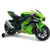 INJUSA Moto Elettrica per Bambini 3-6 Anni Kawasaki Ninja 12V con Autonomia di 2h Luci Suoni MP3 Ruote di Supporto Acceleratore sul Manubrio 6 km/h - INJUSA