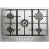 Indesit THP751W/IX/IIT1 - Piano cottura 5 fuochi gas, 75 cm, inox, con 1 bruciatore doppia corona