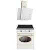 GURARI GCH E 612 Cr + GCH S 171 WH 60, fornello a induzione retrò 60 cm, Range Coocker 60 l, crema + cappa, cappa da parete, cappuccio senza testa, vetro bianco, cappa di scarico/convezione